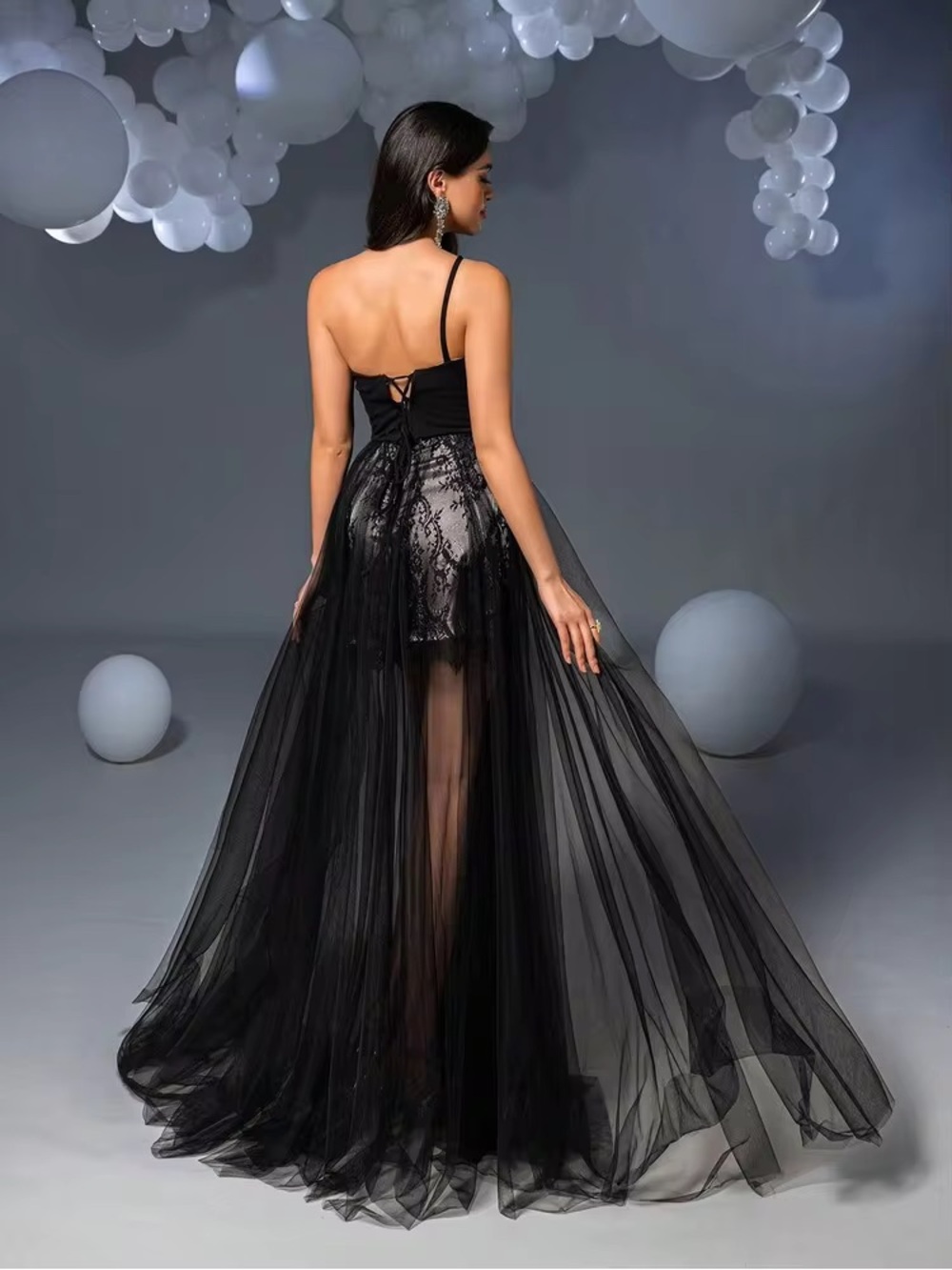 FAERIESTY | XS | one shoulder mesh overlay lace and tulle party dress - Picture 3 of 3